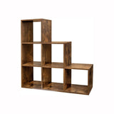 Alivio 6 Cube Wooden Display Rack with Fixed Shelves for Home Decor Storage (Brown)