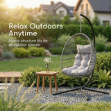 Alivio Folding Egg Chair with Steel Frame, Freestanding Hanging Chair - Premium Swing Chair with Cushion for Indoor Outdoor Patio Garden