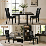 Alivio Set of 2 PU Leather Dining Chairs with Solid Rubberwood Legs, Black