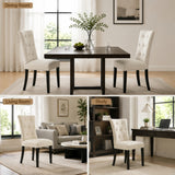 Alivio Set of 2 PU Leather Dining Chairs with Solid Rubberwood Legs, White