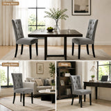 Alivio Set of 2 PU Leather Dining Chairs with Solid Rubberwood Legs, Grey