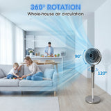 Alivio Silent DC Pedestal Circulator Fan with Remote Control, Adjustable Height, 8 Speeds, 360° Rotation & 12H Timer