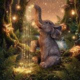 Alivio Solar Elephant Garden Statue with LED Lights, Outdoor Patio Yard Lawn & Porch Ornament Decor (Grey)