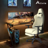Alivio Velvet Gaming Chair, Adjustable Arms, Recline & High Back (Beige)