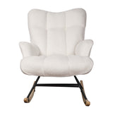 Alivio Teddy Rocking White Chair for Nursery, Comfy Rocking Armchair with High Backrest