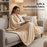 Alivio Premium Electric Heated Blanket with 7 Heat Levels & 9 Timer Modes (Beige)