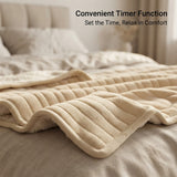 Alivio Premium Electric Heated Blanket with 7 Heat Levels & 9 Timer Modes (Beige)