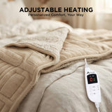 Alivio Premium Electric Heated Blanket with 7 Heat Levels & 9 Timer Modes (Beige)