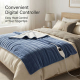 Alivio Premium Electric Heated Blanket with 7 Heat Levels & 9 Timer Modes (Navy Blue)