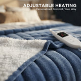Alivio Premium Electric Heated Blanket with 7 Heat Levels & 9 Timer Modes (Navy Blue)