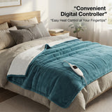 Alivio Premium Electric Heated Blanket with 7 Heat Levels & 9 Timer Modes (Teal)