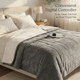 Alivio Premium Electric Heated Blanket with 7 Heat Levels & 9 Timer Modes (Grey)