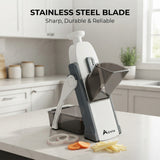 Alivio Multifunctional Spring Slicer - Vegetable Slicer, Dicer, Julienne, Stick Cutter with Stainless Steel Blade & 4 Cutting Modes, Safe & Unique Slicer Kitchen Gadgets (Grey)