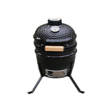 Alivio Kamado 13-Inch Ceramic Mini BBQ Grill & Charcoal Smoker with Stand (Black)