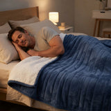 Alivio Premium Electric Heated Blanket with 7 Heat Levels & 9 Timer Modes (Navy Blue)