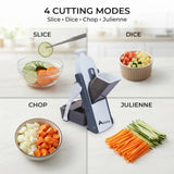 Alivio Multifunctional Spring Slicer - Vegetable Slicer, Dicer, Julienne, Stick Cutter with Stainless Steel Blade & 4 Cutting Modes, Safe & Unique Slicer Kitchen Gadgets (Grey)