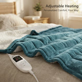 Alivio Premium Electric Heated Blanket with 7 Heat Levels & 9 Timer Modes (Teal)