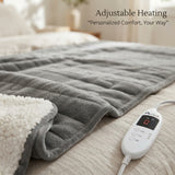 Alivio Premium Electric Heated Blanket with 7 Heat Levels & 9 Timer Modes (Grey)