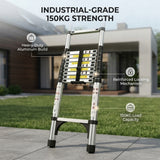 Alivio 3.8m Telescopic Ladder Extendable Collapsible Heavy Duty (3.8M 12.5FT) Max 150 KG