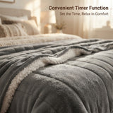 Alivio Premium Electric Heated Blanket with 7 Heat Levels & 9 Timer Modes (Grey)