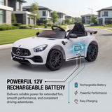 Alivio 12V Mercedes GTR Ride-On Car with Remote Control & LED Lights (White)