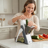 Alivio Multifunctional Spring Slicer - Vegetable Slicer, Dicer, Julienne, Stick Cutter with Stainless Steel Blade & 4 Cutting Modes, Safe & Unique Slicer Kitchen Gadgets (Grey)