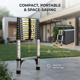 Alivio 3.8m Telescopic Ladder Extendable Collapsible Heavy Duty (3.8M 12.5FT) Max 150 KG
