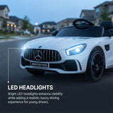 Alivio 12V Mercedes GTR Ride-On Car with Remote Control & LED Lights (White)