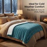 Alivio Premium Electric Heated Blanket with 7 Heat Levels & 9 Timer Modes (Teal)