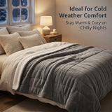Alivio Premium Electric Heated Blanket with 7 Heat Levels & 9 Timer Modes (Grey)
