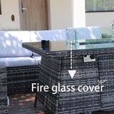 Alivio 8-Seater Garden Rattan Sofa Set, Furniture Set with Coffee Table, Anti-UV Cushions for Indoor Outdoor (Grey)