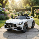 Alivio 12V Mercedes GTR Ride-On Car with Remote Control & LED Lights (White)