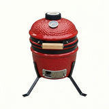 Alivio Kamado 13-Inch Ceramic Mini BBQ Grill & Charcoal Smoker with Stand (Red)