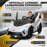 Alivio 12V Electric Ride-On Lamborghini Car for Kids with 2.4GHz Remote Control, LED Headlights & Safety Belt, 3-7 Years (White)