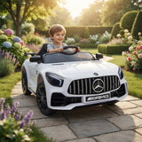 Alivio 12V Mercedes GTR Ride-On Car with Remote Control & LED Lights (White)