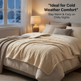 Alivio Premium Electric Heated Blanket with 7 Heat Levels & 9 Timer Modes (Beige)