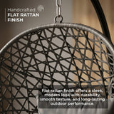 Alivio Rattan Hanging Egg Chair Basket Chair with Cushions, Swing Egg Chair for Indoor Outdoor Patio Garden 94.5 x 194.5cm, Weather Resistant Free Standing Egg Chair 150kg Capacity