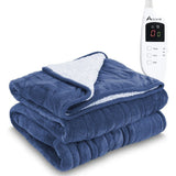 Alivio Premium Electric Heated Blanket with 7 Heat Levels & 9 Timer Modes (Navy Blue)