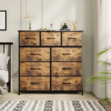 Alivio Steel Frame Freestanding 9 Drawer Storage Cabinet, Storage Organizer for Bedroom Living Room (Brown)
