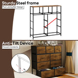 Alivio Steel Frame Freestanding 9 Drawer Storage Cabinet, Storage Organizer for Bedroom Living Room (Brown)
