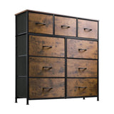 Alivio Steel Frame Freestanding 9 Drawer Storage Cabinet, Storage Organizer for Bedroom Living Room (Brown)