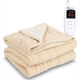 Alivio Premium Electric Heated Blanket with 7 Heat Levels & 9 Timer Modes (Beige)
