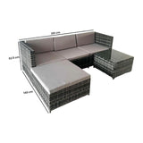 Alivio 3 Seater Rattan Garden Corner Sofa Set with Coffee Table & Anti-UV Cushions  (Grey)