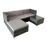 Alivio 3 Seater Rattan Garden Corner Sofa Set with Coffee Table & Anti-UV Cushions  (Grey)