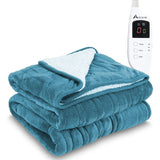 Alivio Premium Electric Heated Blanket with 7 Heat Levels & 9 Timer Modes (Teal)