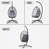 Alivio Folding Egg Chair with Steel Frame, Freestanding Hanging Chair - Premium Swing Chair with Cushion for Indoor Outdoor Patio Garden