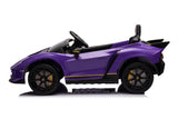 Alivio 12V Electric Ride-On Lamborghini Car for Kids with 2.4GHz Remote Control, LED Headlights & Safety Belt, 3-7 Years (Purple)
