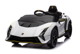Alivio 12V Electric Ride-On Lamborghini Car for Kids with 2.4GHz Remote Control, LED Headlights & Safety Belt, 3-7 Years (White)