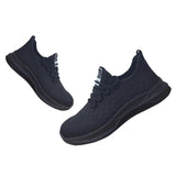 Lightweight Safety Shoes Breathable Toe Cap, Puncture Proof Safety Trainers Men Women (Navy Blue, 10)