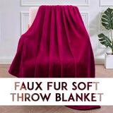 Alivio Faux Fur Mink Throw Luxury Super Soft Plain Bed Sofa Settee Throw Blanket- Large - Plum